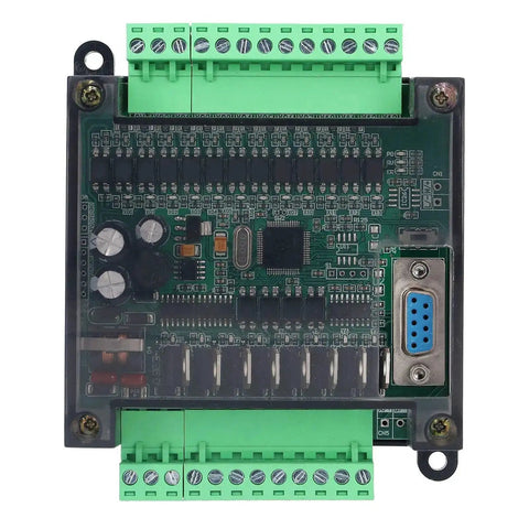 Top view of 12V PLC Control Module For Quick Easy Plug And Play Automation Programmable Logic Controller Board With Relay Output DC12V 2N20MT And Shell Enclosure Industrial Grade Computer For Controlling Step Motors Valves Relays And More