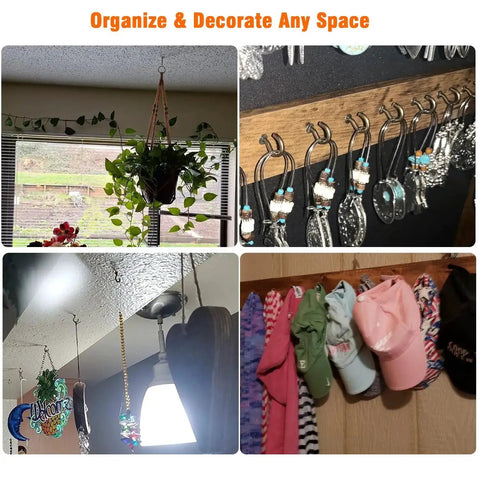 Half Inch Small Screw Hooks Set 120 Pcs Rust Resistant Coated Steel Mini Twist In Hooks for hanging plants, ornaments, jewelry, hats.