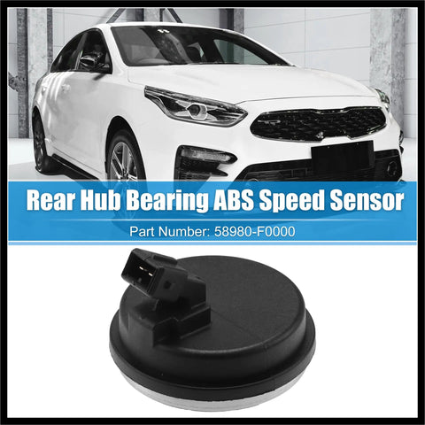 Front view of Ride Ready Rear Hub Bearing ABS Speed Sensor Cap for Kia Forte 2019 2023 and Hyundai Veloster 2019 2020, black OE 58980F0000