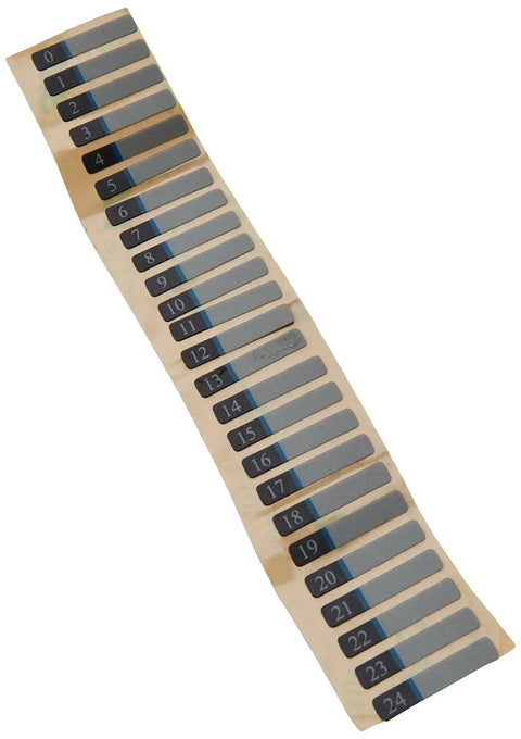 Numbered label sheet from the Screw Bag And Label Kit For 24x Hot Swap 3.5 Inch HDD Tray Cables In Server Racks, visible labels 1 to 24