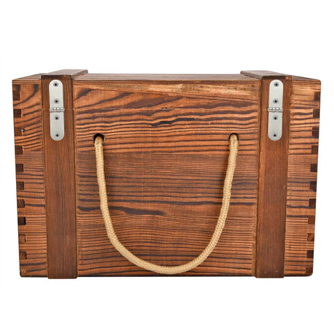Wooden box with mounted Satin Silver Mini Hinges for Wooden Boxes 20 Pack Die Cast Iron Hardware With 270 Degree Opening.
