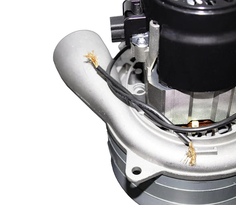 LifeSupplyUSA central vacuum blower motor, 5.7-inch metal housing with exposed copper windings and wiring