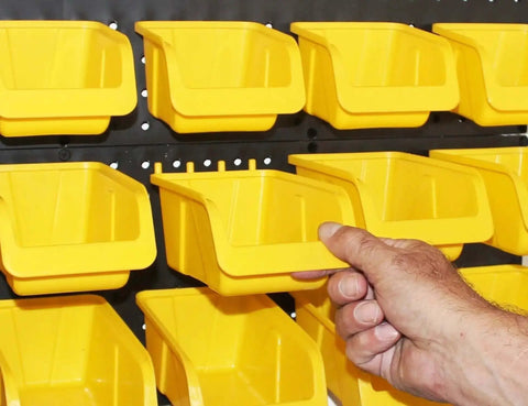 36 Pack Pegboard Bin Kit With 18 Medium And 18 Large Yellow Bins For Garage Workshop Craft Room Office And Workbench Organization