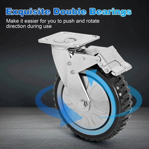 Heavy Duty 6 Inch Rubber Caster Wheels Set Of 4 With Anti Skid Swivel Casters And 360 Degree Rotation 1653 Lbs Capacity