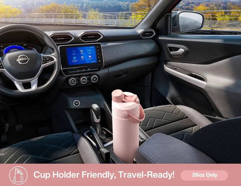 26 Oz Stainless Steel Insulated Water Bottle With 2 In 1 Straw And Spout Lid Keeps Drinks Ice Cold All Day Leak Proof in car cup holder