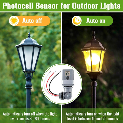 Outdoor light with photocell sensor auto off and on for 4 Pack Photocell Sensor For Outdoor Lights, 120V AC 50 60 Hz IP54 Waterproof Rotatable