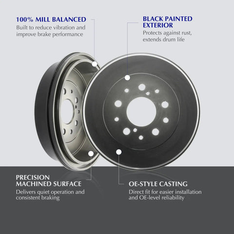 Front view: rear brake drum, Centric Premium 122.44037 for Toyota; black exterior and precision-machined surface.