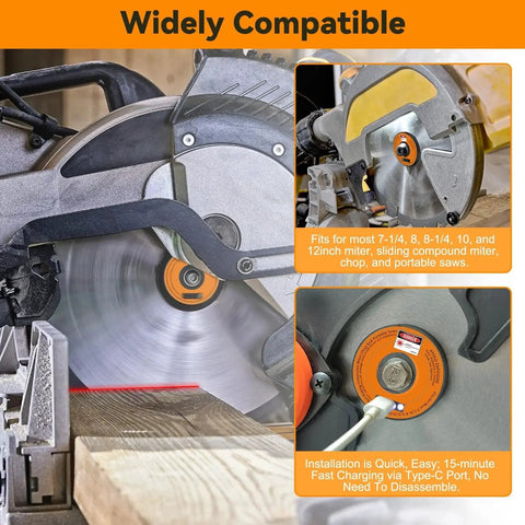 Rechargeable Miter Saw Laser Guide With Type C 15 Minute Fast Charge Portable Miter And Portable Saw Alignment Tool showing laser lines