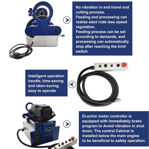 Your Go To Portable Line Boring Machine With 1600mm Boring Bar And 110V AC Servo Motor For On Site Hole Drilling And Machining Hole Diameter 35 To 80mm 300mm Travel Ideal For Excavators Cranes And Loaders shown with intelligent operation handle and electric motor controller.