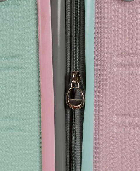 Close-up of zipper on Melbourne Hardside Expandable Carry-On Spinner Luggage Mint 20 Inch by Rockland