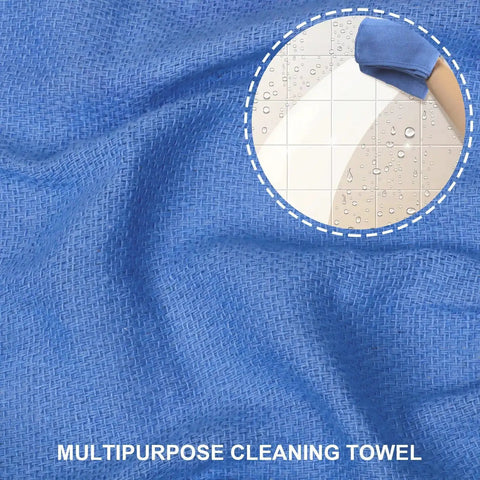 Blue Surgical Huck Towels 100 Piece Bulk Set Pro Grade 24 By 17 Inch Cotton Cleaning Shop Towels Absorbent Wiping Rags shown in use on tiles
