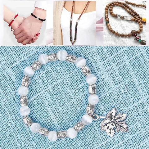 Handmade bracelet with 260 Pcs Tibetan Spacer Beads Set 7 Styles Antique Silver Column Tube Metal Spacers For Bracelet Necklace Jewelry Making Hole 1.5 To 3.5 mm Great For DIY Jewelry Projects And Bead Crafts