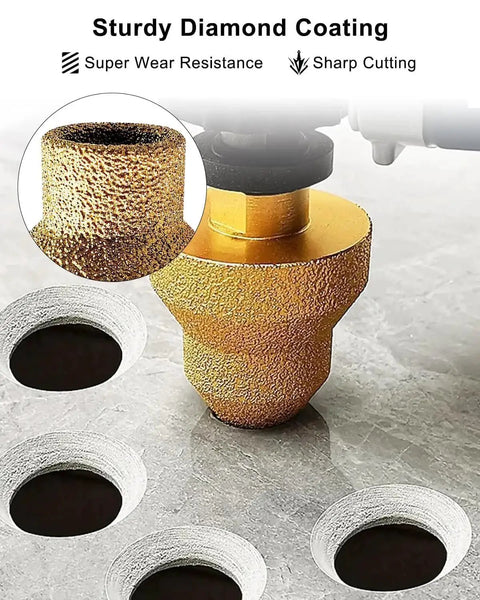 Diamond Step Drill Bit Set Pro Grade 20mm 35mm 50mm Pagoda Cone Tile Bit M10 Thread cutting clean holes in stone surface