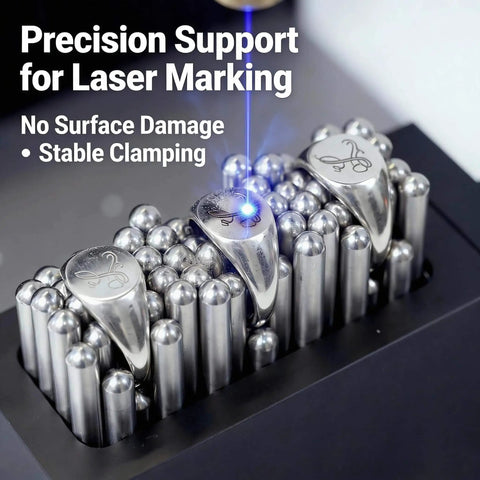 Pro Grade Universal Clamp Fixture For CNC Machining And Laser Marking, SUS Stainless Steel Pin Clamp in use for laser marking