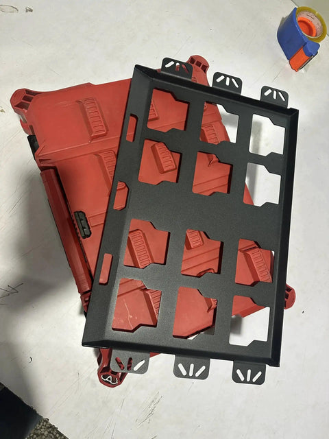 Milwaukee Packout Wall Mounting Plate Dope Metal Base for Toolboxes over red toolbox for garage storage