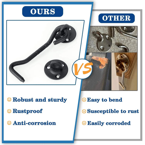 Comparison of Heavy Duty Privacy Hook And Eye Latch, 4 Inch Long For Barn Doors, Gates, Cabinets And Windows vs. other brands