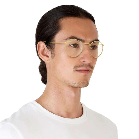 Unisex Round Metal Sunglasses With Evolve Photochromic Lenses Clear To Gray Transition Blue Light Filter Legend Gold Frame 47mm