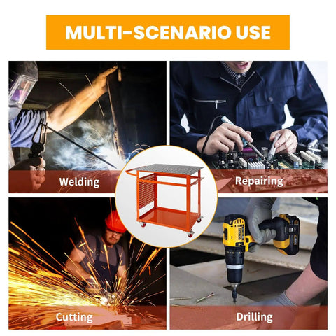 Multi-scenario use of Beefy 36 By 24 Inch Heavy Duty Welding Table With 5 Eighths Inch Fixture Holes And 1200 Lb Capacity.