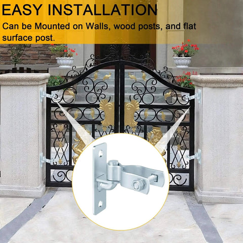 2 Pack Heavy Duty Wall Mount Gate Hinges With Screws Rustproof Galvanized Steel for chain link fence or barn doors installation