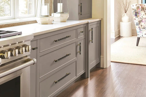Contemporary Cabinet Pull In Black Bronze And Golden Champagne Finish With Twelve And One Half Inch Overall Length And Ten And One Sixteenth Inch Center To Center Mounting Holes London Style Drawer Pull For Cabinets And Furniture And Doors One Pack on kitchen cabinets
