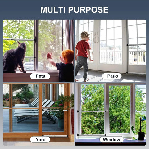 Sliding Door Security Bar 2 Pack Adjustable Locking Bar for Patio Doors and Windows Extends from 17.7 to 50.5 Inches installed on doors and windows