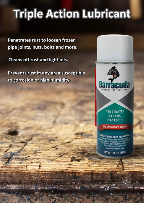 Triple Action Rust Buster Lubricant Spray For Metal, Rust Remover And Rustproofer, on a wooden surface