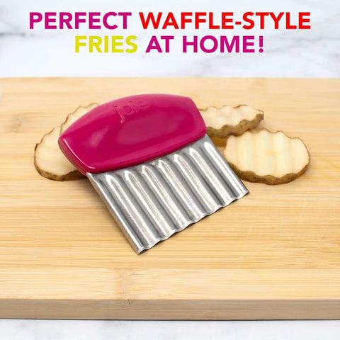 Crinkle Cutter Knife With Wavy Edge For Fries And Veggies Kids Friendly Kitchen Tool Stainless Steel BPA Free Colors May Vary