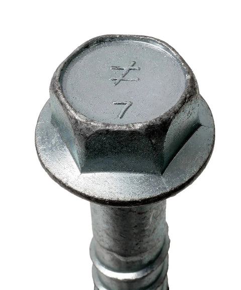 Close-up of Heavy-Duty Screw Anchor THD37212H Three-Eighths Inch By Two And One-Half Inch seismic and static load qualified hex head.