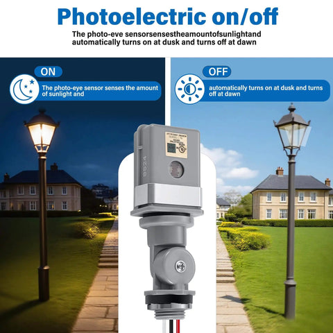 Two Pack Photocell Sensor For Outdoor Lighting, 120V AC, 50/60 Hz, IP54 Waterproof, photoelectric switch with on-off function