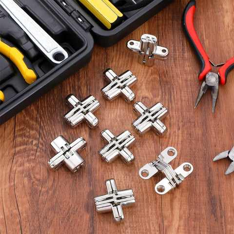 Twelve Pack Hidden Hinges For Cabinet Doors Stainless Steel Durable Hidden Hinges One And Three Quarters Inch 180 Degree