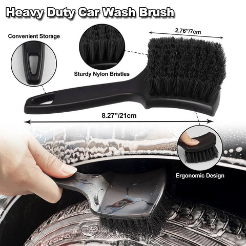 7 Piece Car Wheel Brush Kit With Soft Bristle Rim Cleaners And Tire Shine Pad For Scratch Free Wheel Cleaning On Chrome Painted Powder Coated Rims Detailing Set Pro Grade
