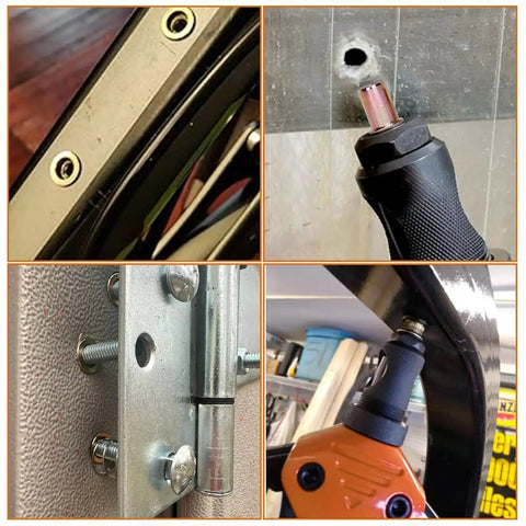 Beefed Up 16 Inch Rivet Nut Tool Kit With 15 Metric And SAE Mandrels installed on metal surfaces and used for metal fabrication