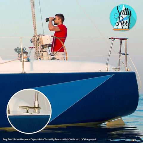 8 Inch Polished Deck Cleat Built Tough From 316 Stainless Steel For Saltwater Boats, Real Marine Hardware Flush Mounted