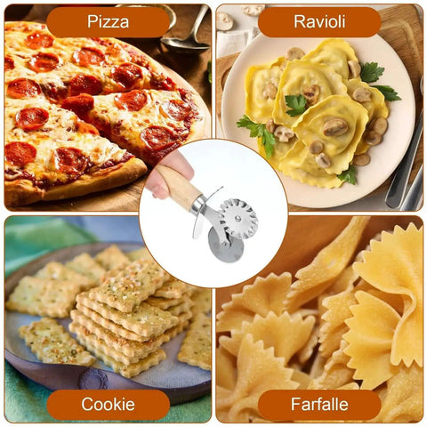 Dual Wheel Pasta Cutter And Ravioli Crimper With Crinkle Wheel And Wooden Handle For Dumplings Dough Noodles Pizza Cookies And Pastry Making The Real Deal For Home Kitchen Use Sibba