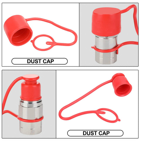 ANCIMOON 2-pack 1/2 in NPT flat-face hydraulic coupler dust caps with lanyards, four caps included