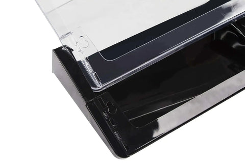 Close-up of Clear Letter Size Wall File Organizer, 2 Pack, Easy Mount with anchor screws and tape, snap together durable design.