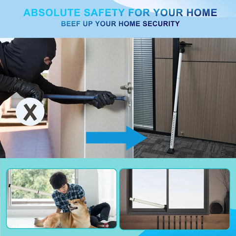 Upgraded 2 In 1 Door And Sliding Window Security Bar Adjustable Heavy Duty Jammer For Apartment Home And Hotel Rooms Travel Ready