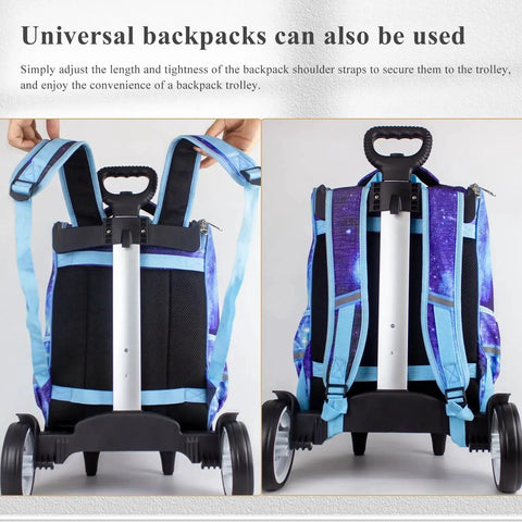 Backpack on Wheeled Backpack Trolley With Noiseless Large Wheels Aluminium Alloy Folding Hand Truck for easy transport