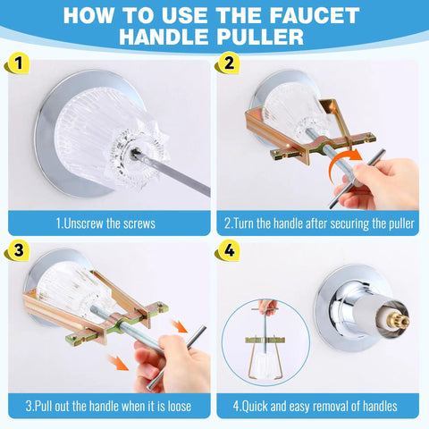 Step-by-step guide using 2 In 1 Faucet Handle Puller And Compression Sleeve Removal Tool For Frozen And Corroded Stops Adjustable Handle Puller Fits Large And Small Handles And Removes One Half Inch Copper Tube Compression Sleeves And Nuts