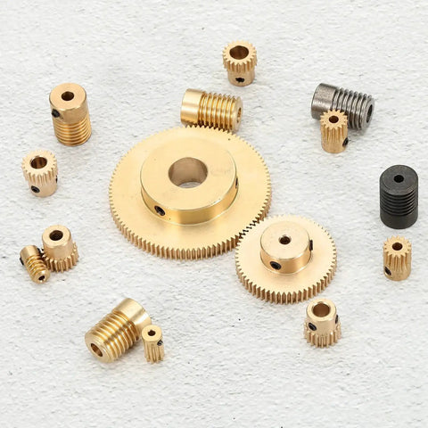 Brass Worm Gear Set 10T 0.5 Module 10 To 1 Reduction Right Rotation Drive Gear Box Wheel For Small Machines And DIY Builds