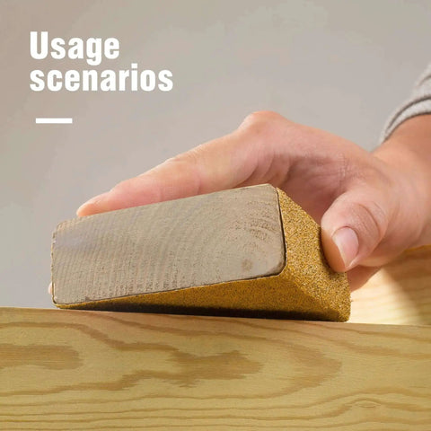 Hand using Longboard Sandpaper 220 Grit Two And Three Quarter Inch Wide By Twenty Yard PSA Roll on wooden surface