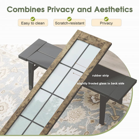 Preassembled Bifold Barn Door Set 32 by 84 Inches With Double 16 by 84 Panels Solid Wood and Grid Glass Includes Hardware Kit