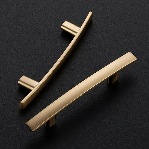 5 Pack Champagne Bronze Curved Cabinet Handles For Kitchen Cabinets And Drawer Fronts Slim 5-3/16 Inch Length With 3 Inch Center Arch