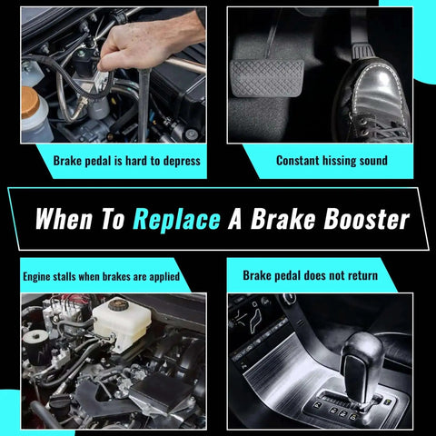 Diagram showing signs to replace Vacuum Power Brake Booster 54-74400 for Ford F250 F350 Trucks 1987 1997 without Master Cylinder.
