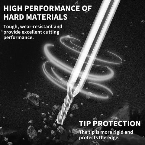 Close-up of Dope 5 Pack One Eighth Inch HSS End Mills With Four Flute CNC Milling Cutter showing tip protection and durability.
