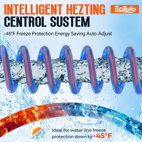 Scilulu 30ft heated water hose for RV with -45°F freeze protection, blue coiled hose