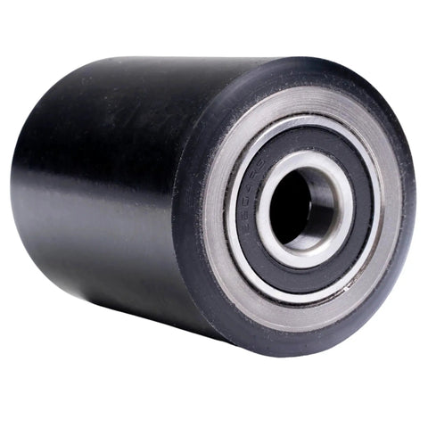 Beefy Heavy Duty Pallet Jack Wheels Set 2 Pcs, 3 By 3.75 Inches, 20mm Bore, Poly Tread on Steel, Black Finish, Grade A Bearings