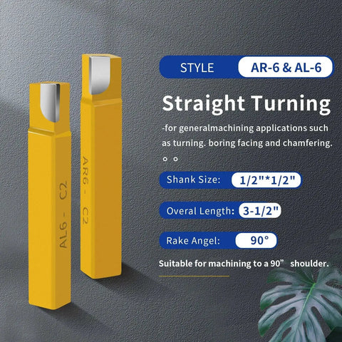 Straight turning tools from Twenty Piece Half Inch Carbide Tipped Cutter Tool Set by Senduo, for metal lathe use.
