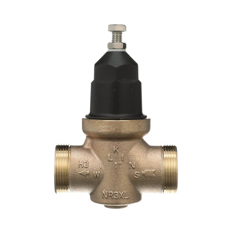 Zurn Wilkins NR3XL 1 in pressure reducing valve, brass body with double union connections, black adjustment cap