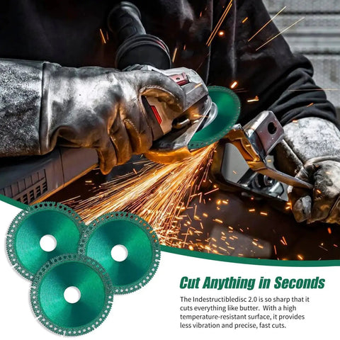 Worker using Cut Faster With Indestructible Disc 2.0 For Angle Grinders And 4 Inch Circular Saw Blades Upgraded High Manganese Steel Matrix Blade Rips Through Ceramic Tile Glass Metal And Wood In Seconds 3 Pack for precise cut